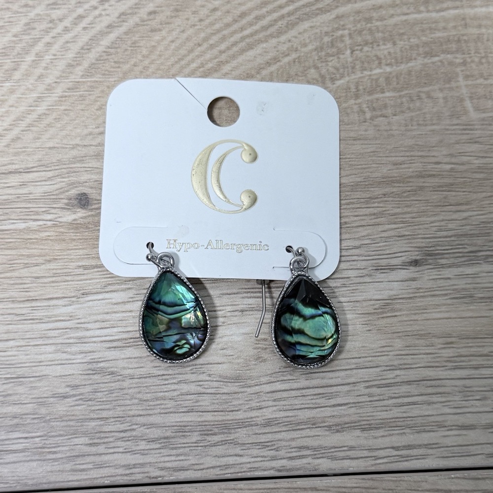 Abalone Style Teardrop Earrings Mermaid Coastal‎ Boho Fairycore Ocean Glam